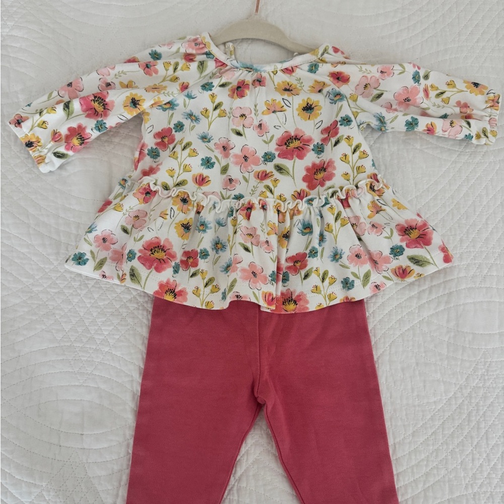 Little Me Floral Top and Pink Leggings Set